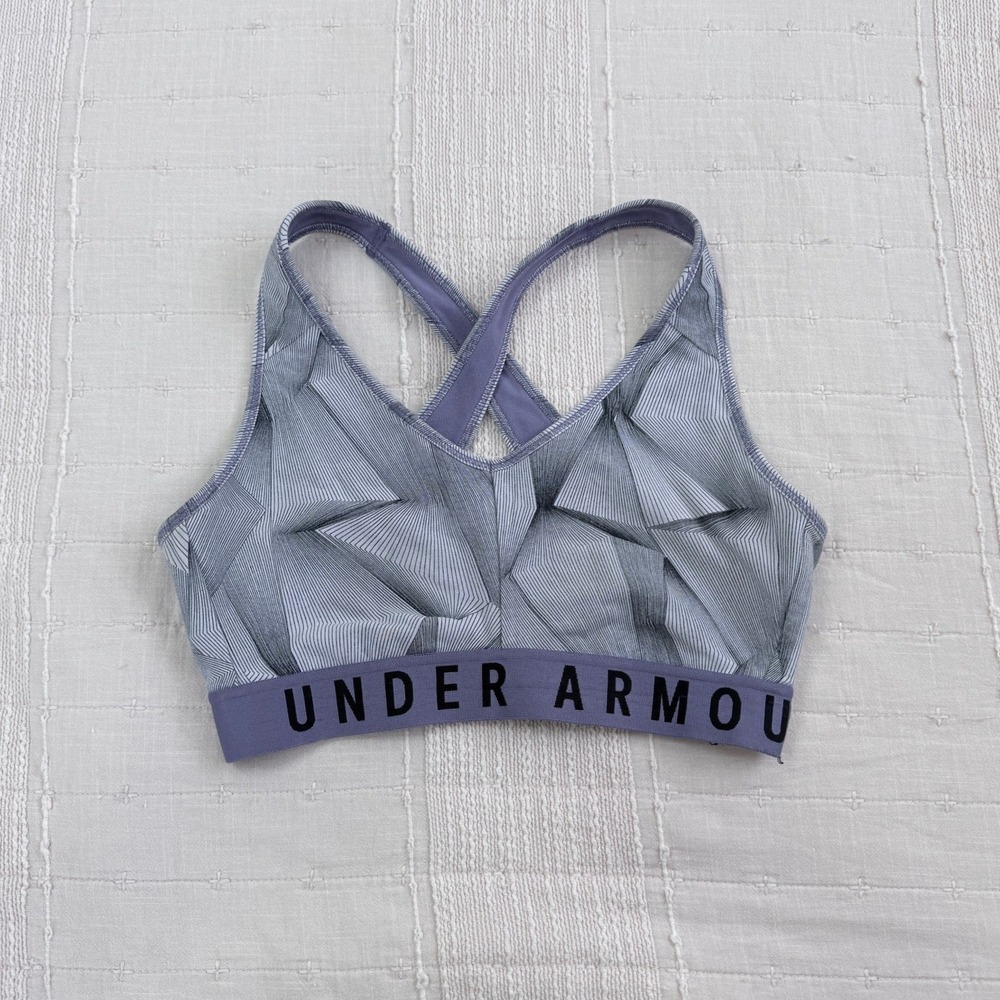 Under Armour Sports Bra Womens M Purple Geometric Crossback 1332341